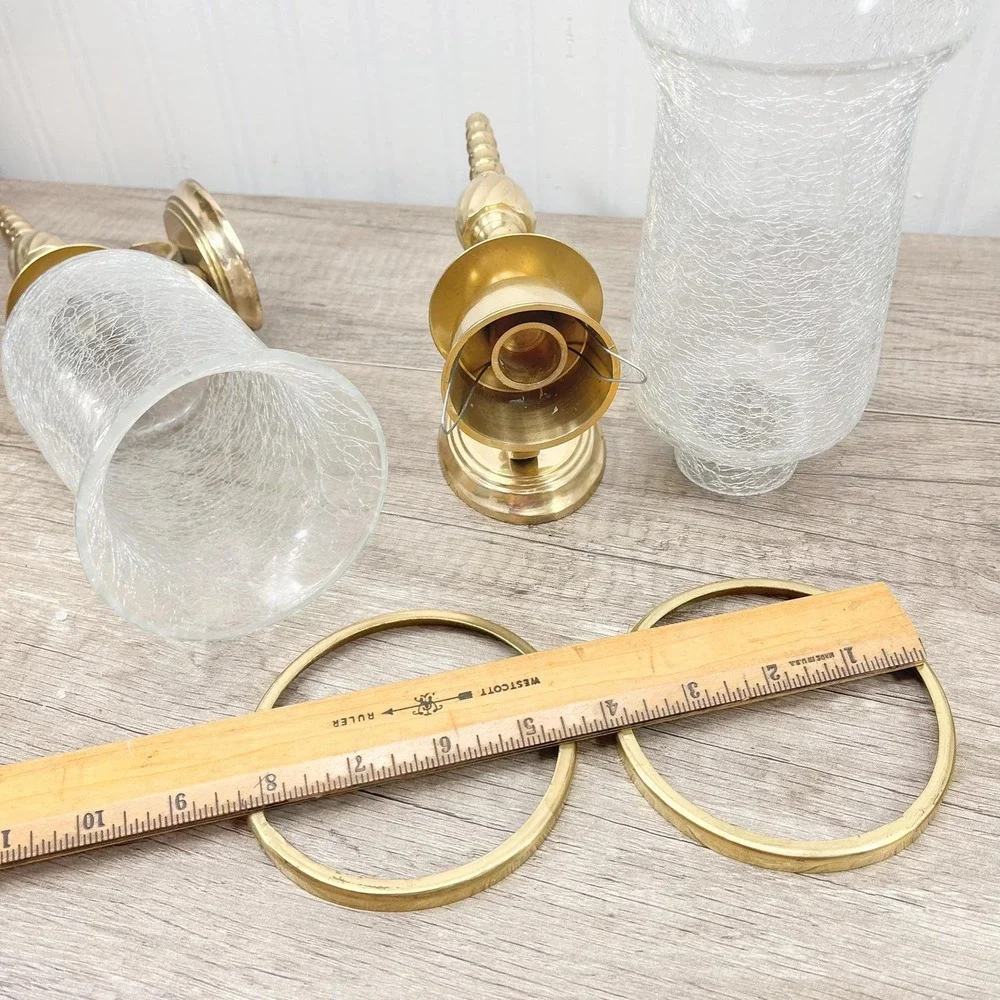 Vintage Brass Arm Wall Sconce Candle Holder Pair | Hollywood‎ Regency